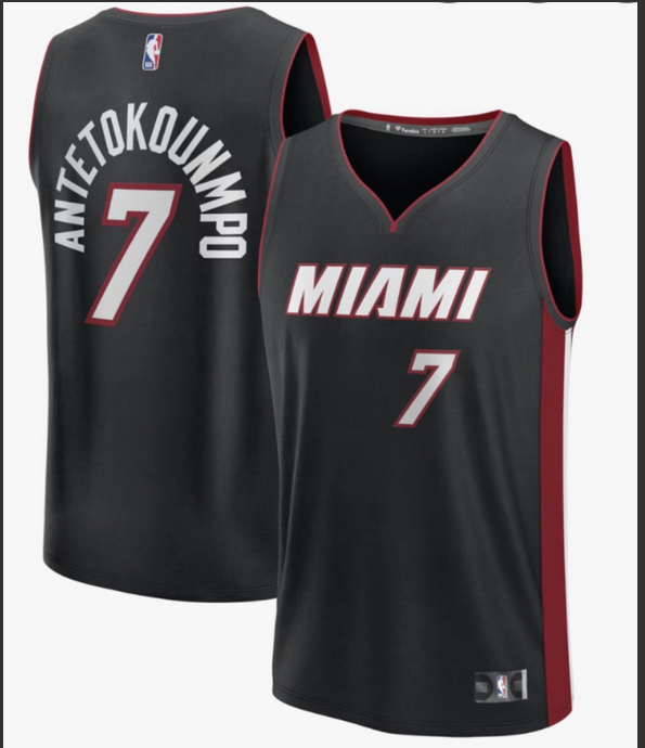 Men 2026 NBA Miami Heat #7 Antetokounmop black nike jersey->->Custom Jersey